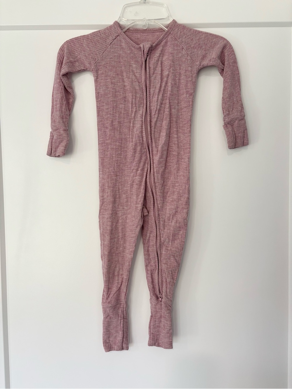 Little sleepies Pink Ribbed Bamboo Zippy One Piece Pajama 12/18